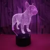 Veranderende aanraking Afstandsbediening Vision Lamp Kleurrijke 3D Nachtverlichting Sfeer Franse Bulldog 3D Klein Tafellamp Kerstcadeau