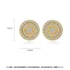 Hip Hop Men039s Stud Earrings Round Shape Shining White Zircon Dangle Earrings Bling Gold Plated Jewelry Whole9681309