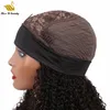 Cor natural Kinky Curly Human Human Wig Machine Feito Perucas Remyhair Head Band 130% 150% Densidade