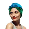Fashion Hair Cap For Sleeping Chemotherapy Night Hat Stretch Imitation Knotted Haircaring Contrast Color Silk Turban