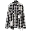 Heren Casual Shirts 21 Ss Mira Yasuhiro Mithara Kangyu Zwart en Wit Plaid Versleten Dubbellaags Shirt Jas