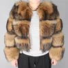 Kobiety Fur Faux Koreański Streetwear 2021 Kurtka zimowa Kobiety Parka Prawdziwa Płaszcz Naturalny Kołnierz Raccoon Woolen Bomber Jacket1