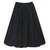 Черная винтажная плиссированная юбка с высокой талией, женская мода больших размеров на шнурке, свободная повседневная юбка-миди, одежда на осень-зиму 220224