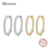 Modian Silver Sparkling Wedding Earring 925 Sterling Circle Clear CZ Hoop Earrings For Women Jewelry 220108