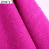 Zevity Femmes Simplement V Cou Soft Touch Casual Purple Pull à tricoter Femelle Chic Basic Pulls à manches longues Marque Tops SW901 211221