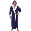 Men's Sleepwear Men Bathrobe Winter Lengthened Plush Shawl Bath Robe Home Clothes Long Sleeved Coat Badjas #35