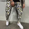 Calças masculinas Incerun Outono Casual Homens Leopard Impresso Lápis Moda Joker Trend Hip-Hop Mens Estiramento Calças Elásticas Corredores 20211