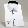 Mäns Klassisk Kontrast Stitching Front Placket Dress Shirts Without Pocket Långärmad Business Standard-Fit Social Office Shirt 220309