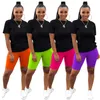 Artı Boyut 3x Yaz Kadınlar Jogger Takım Kısa Kollu Takipler Kısa Kollu T-Shirt Şort İki Parça Set Sıradan Kıyafetler Spor Giyim 4460