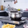 MOM'S HAND Kitchen Deep Frying Pot Thermometre Tempura Fryer Pan Temperature Control Fried Chicken Pot Cooking Tools 201223