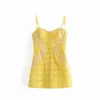 Kadınlar için Sarı Limon Elbise Yüksek Bel Seksi Dantel Elbise Bohemian Beach Parti Streetwear Sıska Mini Aşk için Bir Çizgi