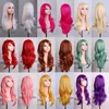 braided wigs Long Wavy Cosplay Red Green Puprle Pink Black Blue Sliver Gray Blonde Brown 70 Cm Synthetic Hair Wigs4388193