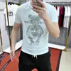 Sommar 2022 Nya T-shirts Diamond Bear Printing Lös 0-nacke Mode Designer Märke Mercerized Bomull Tees Man Kläder Svart Vit Röd Grön Stor Storlek