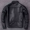 Vintage Männer Lederjacke Slim 100% natürliche Rindsleder Haut Jacken Motorradmantel Herren Biker Kleidung Ledermantel Herbst M104 211222