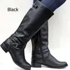 New Fashion Autumn Winter Leather Casual Zipper Knee High Vintage Roman Buckle Shoes Women Boots Y200915