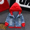 Jaquetas jaqueta outono meninos hoodies patchwork casaco denim manga longa outerwear crianças blusão para 2 3 4 5 6 7 lj201124