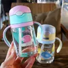 2020 Ny babyflaska Antifall Plastic Bottle Newborn Baby Wide Caliber Milk Pot With Stråhandtag Nyfödd barn Drinkning Cup6695718