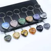 Natural Crystal Stone Keychain Pendant Creative Heart Shaped Gemstone Key Chain Fashion Accessories Keyring Birthday Gift sxjun23
