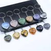 Natural Crystal Stone Keychain Pendant Creative Heart Shaped Gemstone Key Chain Fashion Accessories Keyring Birthday Present Sxjun23