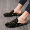 Sommer Casual Schuhe Cool für Männer Gold Schwarz Loafer Männer Halbe Anti Slip Wohnungen Hausschuhe Maultiere Zapatos 220308
