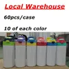 Local Warehouse! 12oz Sublimation Straight Kids Cups Wholesale Stainless Steel Water Bottles Double Insulated Tumblers Heat Transfer Sports Sippy Cups A12