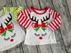 Jul Baby Girls Cartoon Horse Horn T-shirts Höst Striped Långärmad Skjorta Toppar Bomull Ins Barn Tees Kids kläder M3062