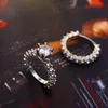 2pc Bridal Ring Silver Färg Cubic Zircon Bröllop Kristall Ringar För Kvinnor Bröllop Förlovning Smycken Gåvor