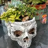 - White Human Skull Head Design Flower Pot Container Antique Sculpture Planter Home Decor Gift for Christmas Y200709