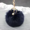 Keychains Wholesale 8CM Pom Poms With Pearl Fluffy Pompoms Keychain Faux Fur Keyring For Girls Women Fred22