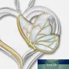 Новый творческий двухцветный в форме сердца бабочка ожерелье подвесной женские моды ювелирные изделия