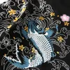 Homens Hzijue Camisetas Bordado Fish Top Marca Vestuário Chinês Estilo Japonês T-shirts para homem Tees Streetwear algodão mais tamanho LJ200827