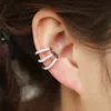 factory wholesale clip on earring Triple cz line hollow out ear cuff fashion women lady no piercing jewelry