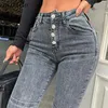 Dames jeans hoge taille denim broek vrouwelijke mode elastische stretch hip slim fit skinny voeten negen punten potlood broek 220310