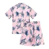 Bladmönster beachwear män sommar casual hawaiian set baddräkt strandbräda shorts bottnar med kortärmad blus skjorta toppar g1222