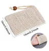 Sac à savon Naturel Ramie Mesh Bar Savons Sacs de gommage Brosses de bain Étui à cordon Titulaire Nettoyage de la surface de la peau Pochette de séchage Pochettes de rangement WMQ200