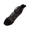 Sandals 2021 Female Womens Shoes Summer Fashion Bling Rhinestone Mesh Ladies Peep Toe Sexy High Heels Party Boots