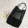 Torba na zakupy mode opvouwbare promotie meisjes tas canvas herbruikbare holle strandtote mesh zwarte boodschappentas