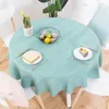 Modern İskandinav tarzı saf renk gökyüzü mavi pamuk ve keten masa örtüsü yuvarlak çay sehpa kapak düğün parti dekorasyon 201123
