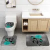 Blommig badmatta och duschdraperi Set duschdraperi med krokar badmattor anti glid badrum mattan toalett fotdyna badmatta 20127527092