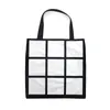 Sublimation Grid Handtasche Einkaufstasche Blanko Weiß DIY Wärmeübertragung Einkaufstasche 9 Panels Stoff Wiederverwendbar Aufbewahrung Geschenktasche Handtasche