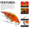 5cm 3 6g Minnow Hook Hard Baits & Lures 10# Treble Hooks 8 Kinds Of Color Mixed Plastic Fishing Gear282D