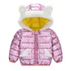 Winter Coat Toddler Kids Baby Girls Hooded Cotton-Padded Down Coat Fashion Warm Jacket OuterWear Coats Barnkläder LJ201125