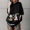 95% bomull Tee Femme Toppar Sommar Korea Mode Kvinnor Kortärmad Loose Print Tshirt Hooded Casual T Shirts Plus Storlek S785 201028