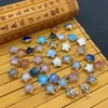 13x16mm Natural Crystal Stone Charms Decorate Little Star Green Rose Quartz Hangers Goudrand Trendy voor Ketting Oorbellen Sieraden Maken Groothandel