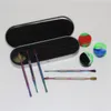 Titan-Dabber-Werkzeuge für trockene Kräuter, Dab-Werkzeug-Set mit Silikonwachs, Dab-Behälter, Reißverschlussetui, Regenbogenfarben, 5 Stile, Dab-Werkzeug
