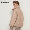 Aachoae Casual Solide Frauen 90% Weiße Ente Unten Jacke Batwing Hülse Lose Tasche Mantel Stehkragen Warme Outwear Ropa Mujer 201208