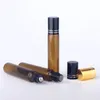 100 Pieces/Lot 10ML Portable Essential Oil Bottles Roller Amber Glass Bottle Refillable Perfume MINI Cosmetic Container