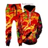 Wholesale--New Fashion Men/Womens Food pizza Sweatshirt Joggers Funny 3D Print Unisex Hoodies+Pants R02