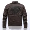 2020 Herbst Herren Casual Lederjacke Winter Inner Fleece Cargo Mantel PU Leder Wasserdicht Reißverschluss Ärmel Mode Muster Jaqueta LJ201013