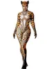 Adult Women Cat Role Playing Costume Print Skinny Bodysuit Jumpsuit Halloween Cosplay Costume Nightclub Club Party Stage Performance Tight Performance Leotard